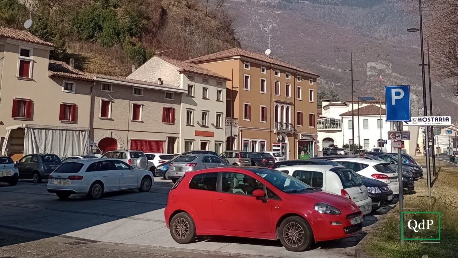 L'area di sosta a Porta Cadore