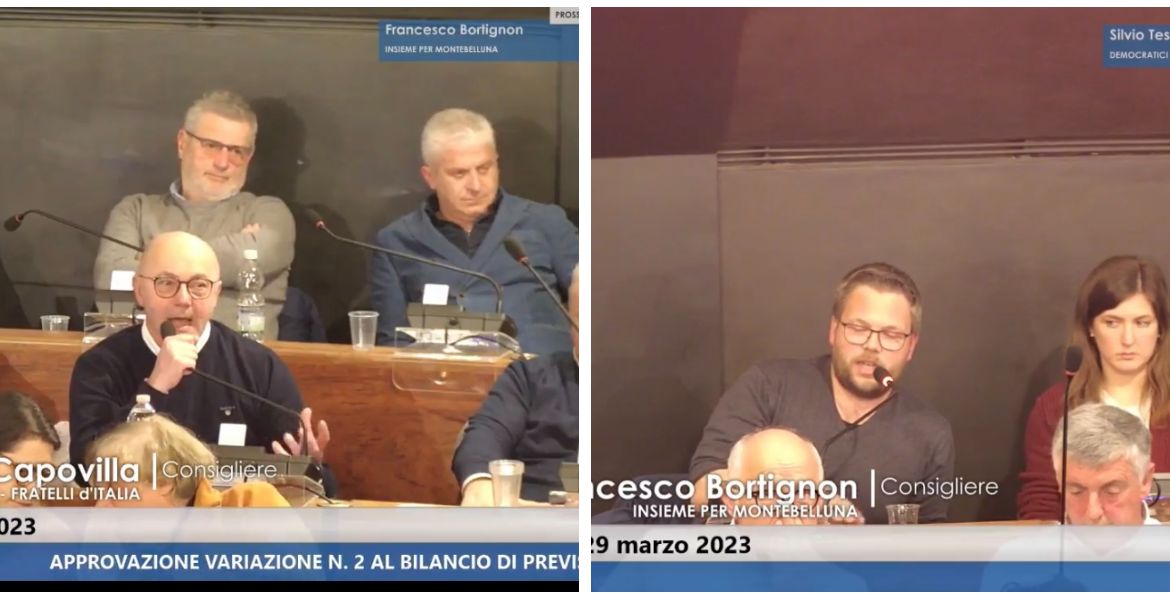 Il consigliere di Fratelli d’Italia Giorgio Capovilla e il consigliere comunale di minoranza Francesco Bortignon, esponente di Insieme per Montebelluna