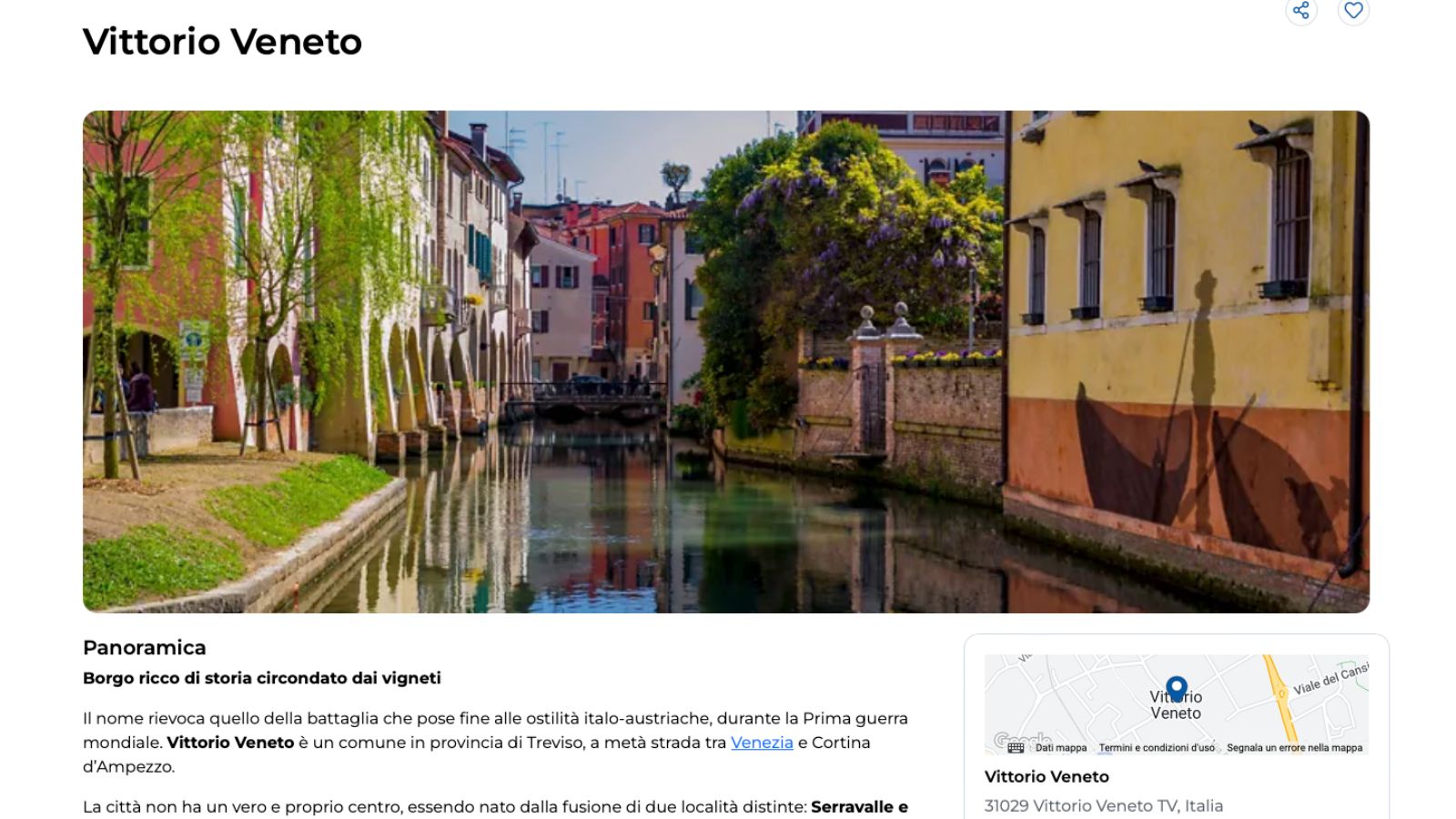 Nel sito ufficiale del Turismo italiano Vittorio Veneto ha l'immagine di Treviso