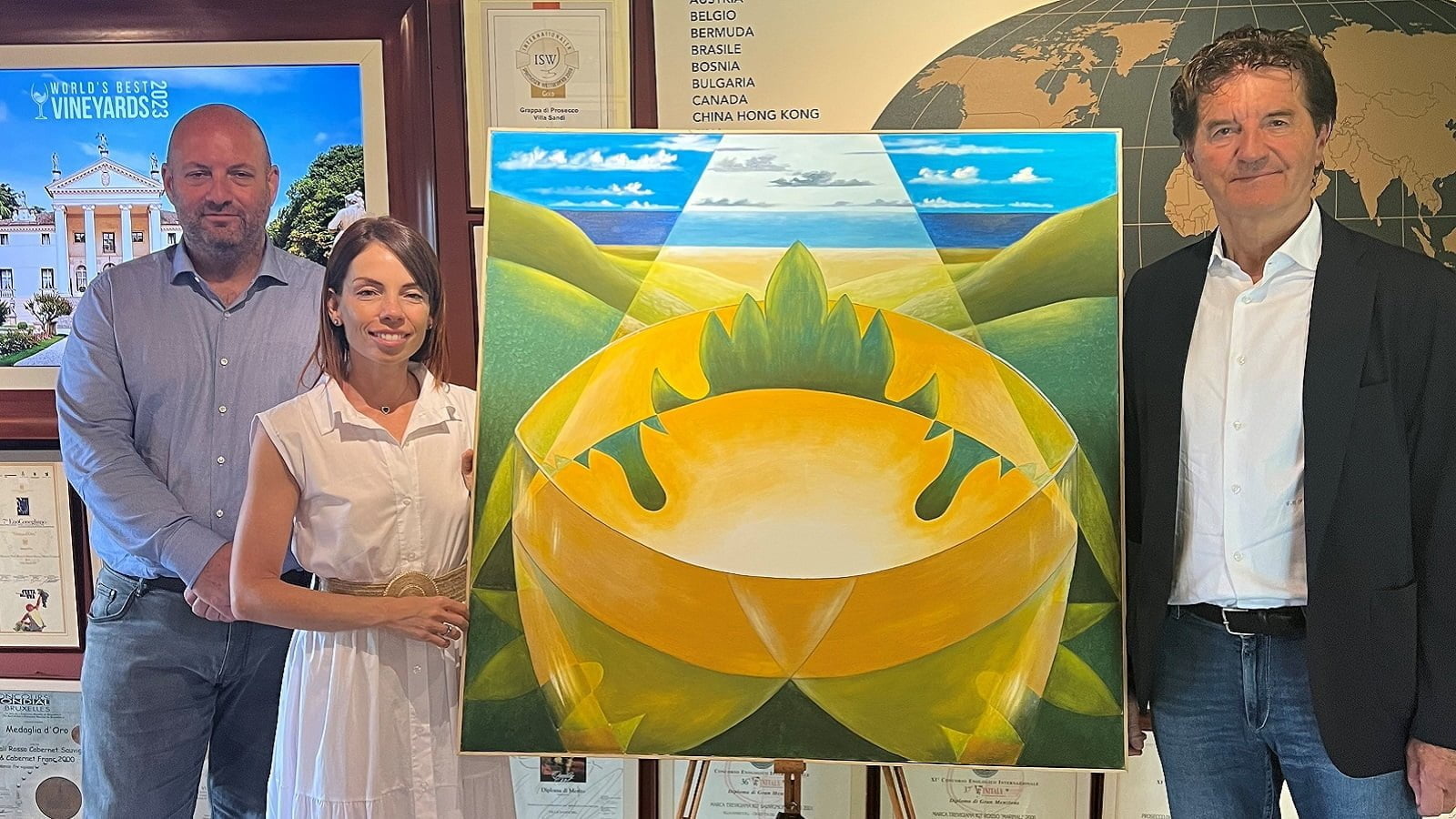 Da sinistra Giuliano Vantaggi, Marina Montedoro e Giancarlo Moretti Polegato