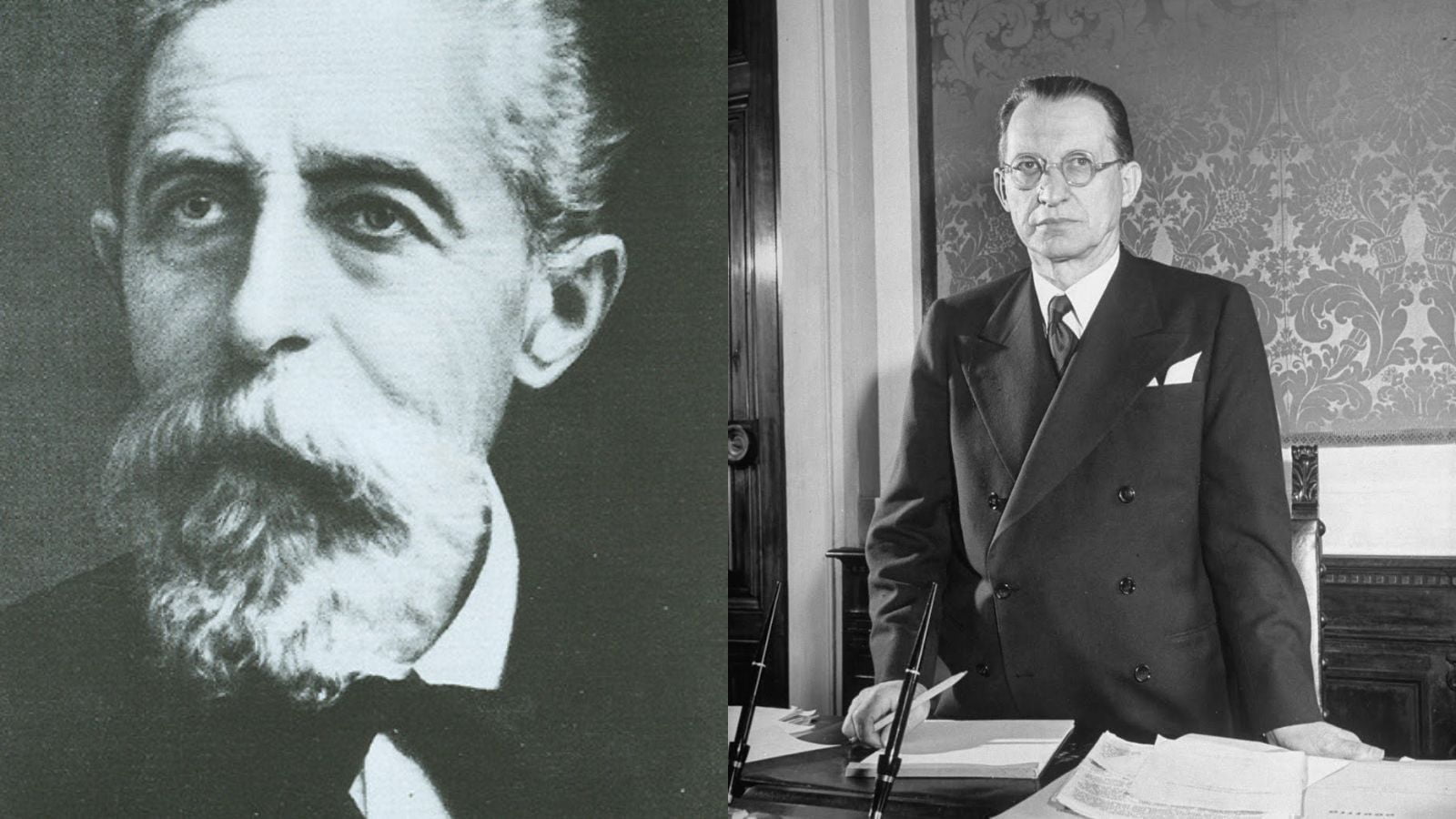 Da sinistra, il beato Giuseppe Toniolo e Alcide De Gasperi