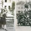 Nella foto a sinistra, Teresa De Luca ai tempi della Resistenza. Nell'immagine a destra, foto di un gruppo di partigiani (Teresa De Luca è la seconda da sinistra, inginocchiata)
